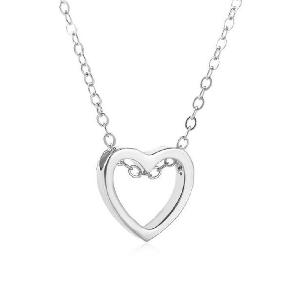 Silver Punch Heart Necklace
